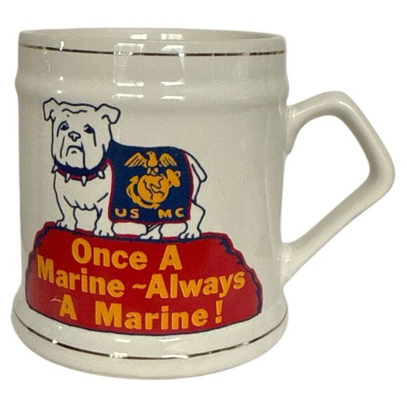 Vintage USMC Bulldog “Once A Marine Always A Marine” Ceramic Mug - Picture 6 of 6